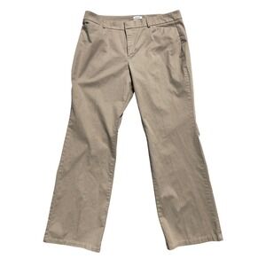 Dockers Womens Ideal Fit Metro Pant Khaki Tan Straight Leg Trousers Size 18 MED